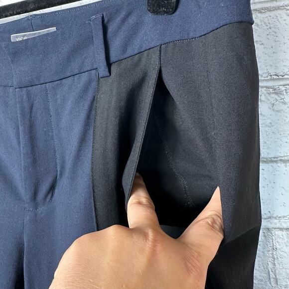 Vince Pants Wool Trousers Colorblock Contrast Skinny Ankle Navy Blue Black 6 - Picture 7 of 9